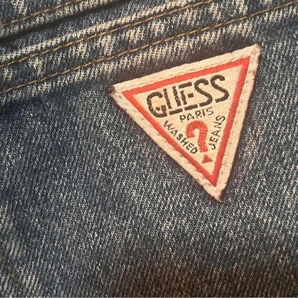 VINTAGE GUESS 90S HIGH RISE MOM JEANS LIGHT BLUE TRIANGLE LOGO ANKLE ZIPPERS - Picture 11 of 13